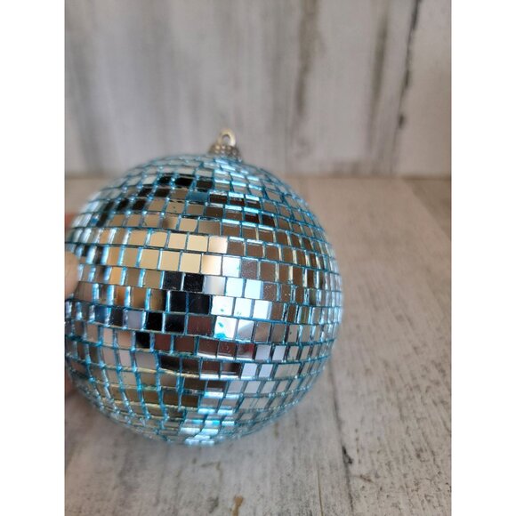 Blue Glass disco ball unique ornament Xmas dance vintage - Picture 9 of 14